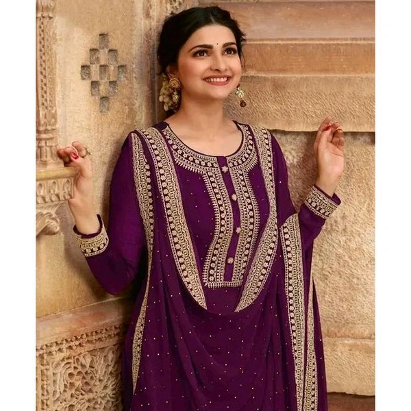 Fantastic Purple Colour Codding Embroidery Georgette Pakistani Suit VINAY 14107 (502-PURPLE)  