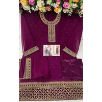Fantastic Purple Colour Codding Embroidery Georgette Pakistani Suit VINAY 14107 (502-PURPLE)  