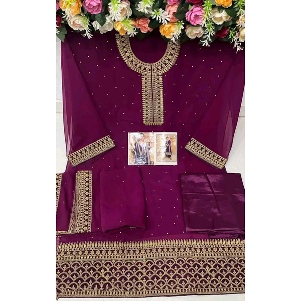 Fantastic Purple Colour Codding Embroidery Georgette Pakistani Suit VINAY 14107 (502-PURPLE)  