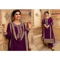 Fantastic Purple Colour Codding Embroidery Georgette Pakistani Suit VINAY 14107 (502-PURPLE)  