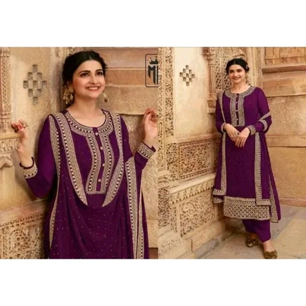Fantastic Purple Colour Codding Embroidery Georgette Pakistani Suit VINAY 14107 (502-PURPLE)  