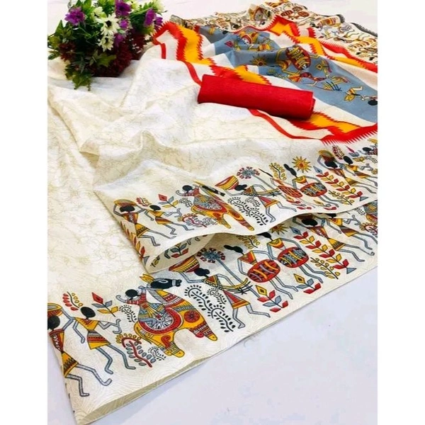 Silk White Saree With Blouse