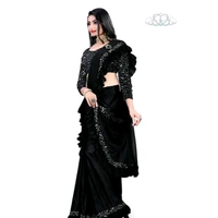 new sadi, fancy sari,Lycra saree, women new sadi for lycra ruffle sari, FANCY PARTY WEAR SAREE