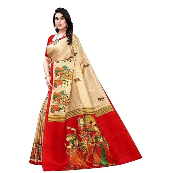 Women's Desinger Art Silk Printed Saree with Blouse Piece  