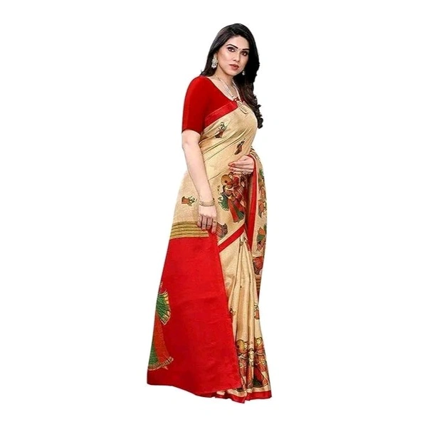 Women's Desinger Art Silk Printed Saree with Blouse Piece  
