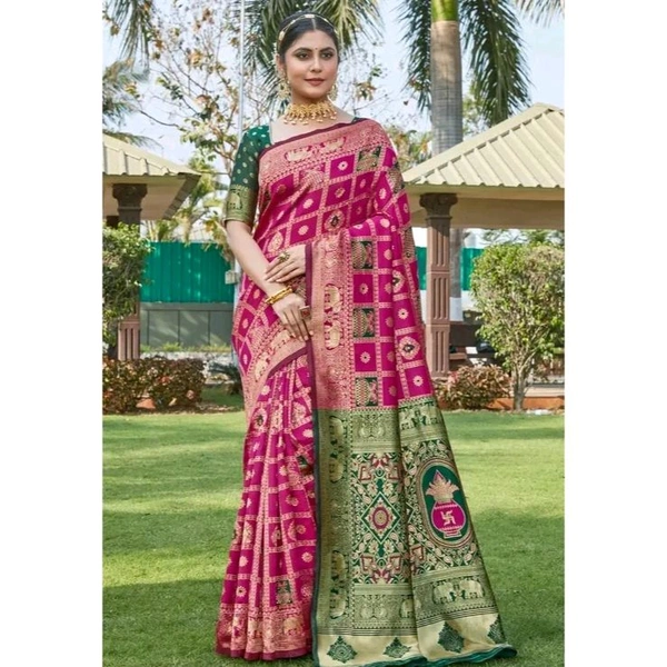 cotton silk jacquard saree with unstitched blouse