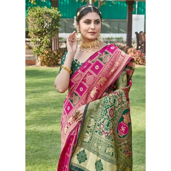 cotton silk jacquard saree with unstitched blouse