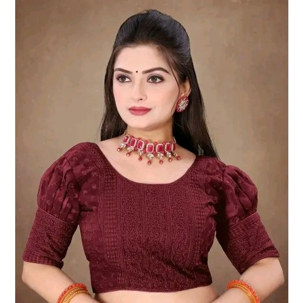 Stitched Georgette Blouse with Embroidery And Sequence Work Ready Made Georgette Blouse For Women - 32