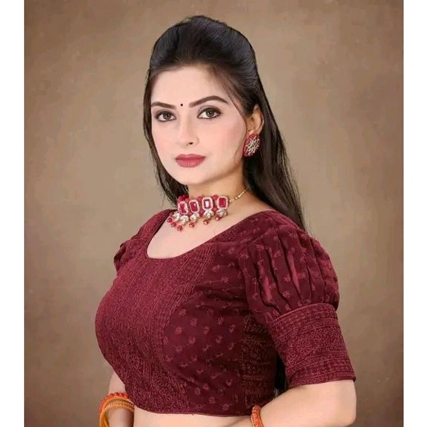 Stitched Georgette Blouse with Embroidery And Sequence Work Ready Made Georgette Blouse For Women - 32