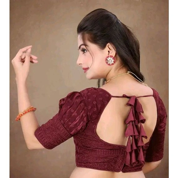 Stitched Georgette Blouse with Embroidery And Sequence Work Ready Made Georgette Blouse For Women - 32