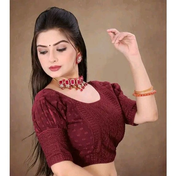 Stitched Georgette Blouse with Embroidery And Sequence Work Ready Made Georgette Blouse For Women - 34