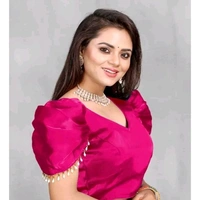 Solid Imported Organza blouse For Women, Zimmy Choo Fabric Blouse For Women, Readymade Blouse, Full Stitched blouse, Fancy Lace On Sleeve  - 38