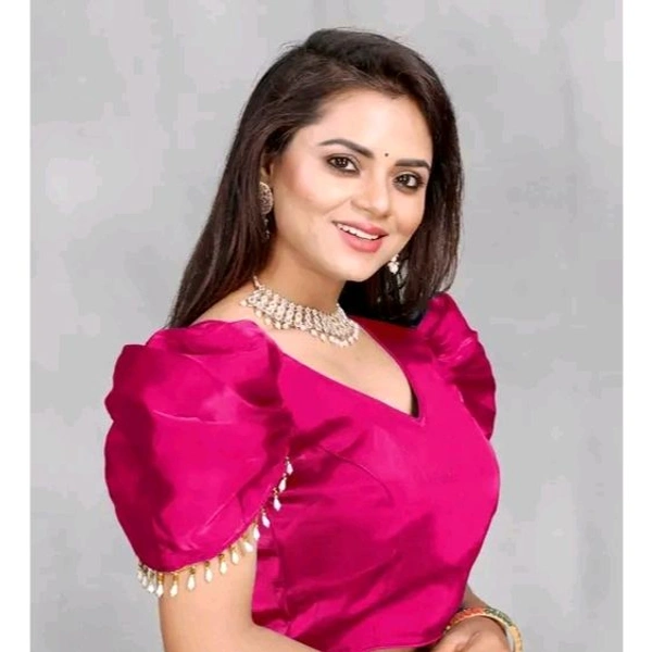 Solid Imported Organza blouse For Women, Zimmy Choo Fabric Blouse For Women, Readymade Blouse, Full Stitched blouse, Fancy Lace On Sleeve  - 38