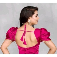 Solid Imported Organza blouse For Women, Zimmy Choo Fabric Blouse For Women, Readymade Blouse, Full Stitched blouse, Fancy Lace On Sleeve  - 38