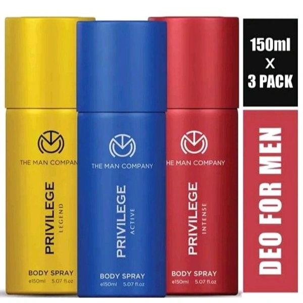The Man Company Privilege Deodorant for Men Combo Pack - 150ml X 3 | Premium Long-Lasting Perfume Body Spray| Active, Intense & legend Deodorant Set