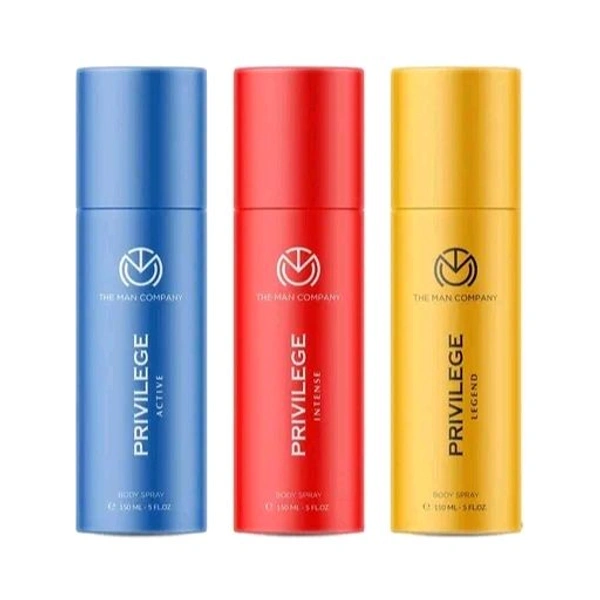 The Man Company Privilege Deodorant for Men Combo Pack - 150ml X 3 | Premium Long-Lasting Perfume Body Spray| Active, Intense & legend Deodorant Set