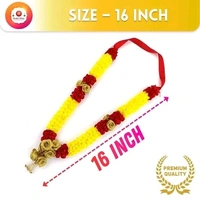 (16 Inches)Handmade Yellow & Red Artificial Satin Ribbon Garland for Photo Frame, God Idols and Loved Ones | Artificial Sartin Ribbon Mala for Photo, Bhagwan Murti - Pack of 1