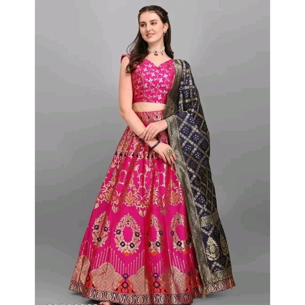 Milost Women Jacquard Woven Design Stitched Lehenga & Unstitched Blouse with Dupatta 