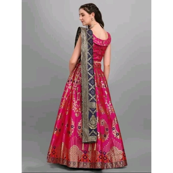 Milost Women Jacquard Woven Design Stitched Lehenga & Unstitched Blouse with Dupatta 