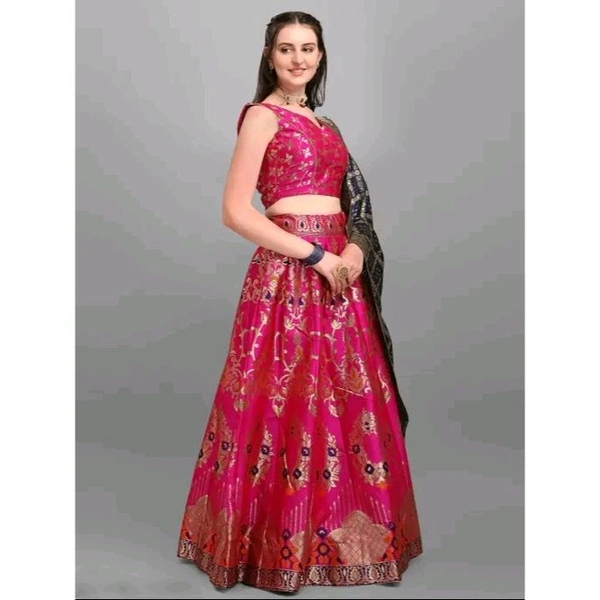Milost Women Jacquard Woven Design Stitched Lehenga & Unstitched Blouse with Dupatta 