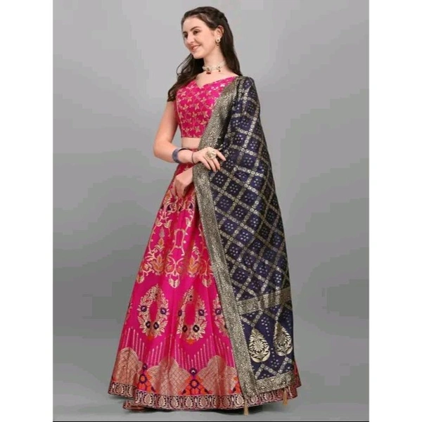 Milost Women Jacquard Woven Design Stitched Lehenga & Unstitched Blouse with Dupatta 