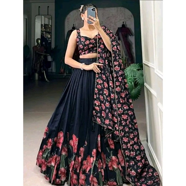 Women's Collection Dolla Silk Lehenga Choli Patola Print with Foil Work With Unstitched Blouse