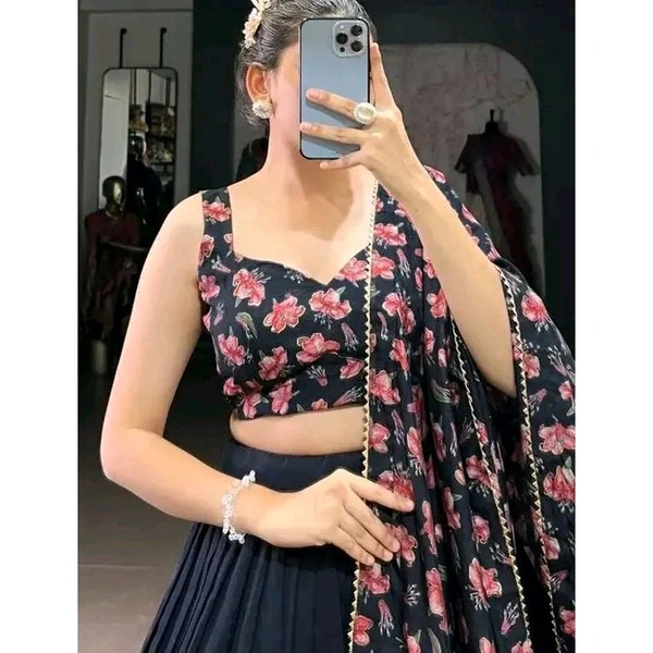 Women's Collection Dolla Silk Lehenga Choli Patola Print with Foil Work With Unstitched Blouse