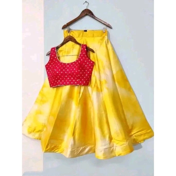 Silk Printed Semi-Stitched Lehenga with Unstitched Blouse and Dupatta