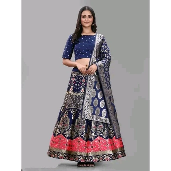 LATEST FANCY SELF DESIGN LAHENGA CHOLI with unstiched blouse