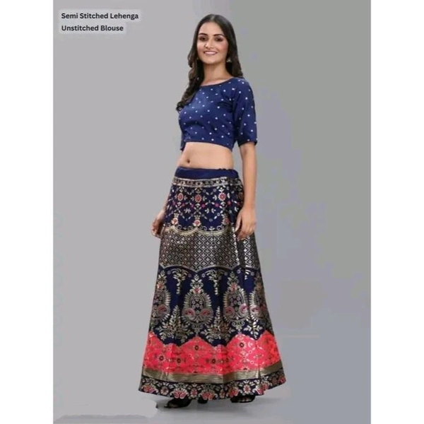 LATEST FANCY SELF DESIGN LAHENGA CHOLI with unstiched blouse