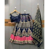 LATEST FANCY SELF DESIGN LAHENGA CHOLI with unstiched blouse