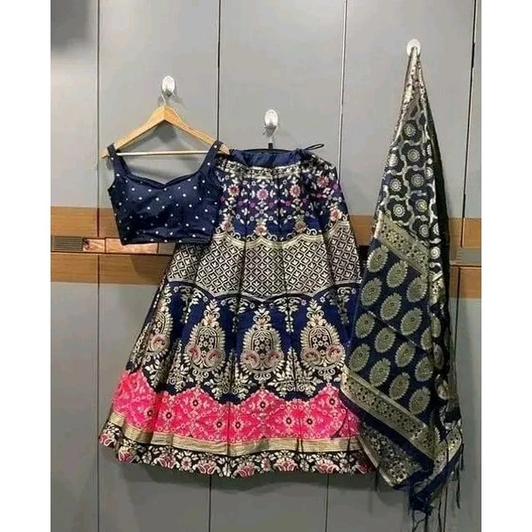 LATEST FANCY SELF DESIGN LAHENGA CHOLI with unstiched blouse