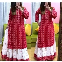 HIGH DEMDNABLE PRITNED TRENDABLE KURTI WITH SKIRT - XXXL