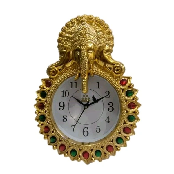 Shree Ganesh Wall clock golden 