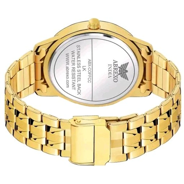 ABREXO, Abx1220- Gold Day & Date Watch + Golden Diamond Studded Bangle Watch Combo For Men & Women, Women Watches, Couple Watches Combo, Men Watches, Gold Watches for Couple, Valentine Day Gift, Anniversary Gift Combo, Unisex Watches, Gold Watch Combo For Couple, (Best Gift Pack for Couple)