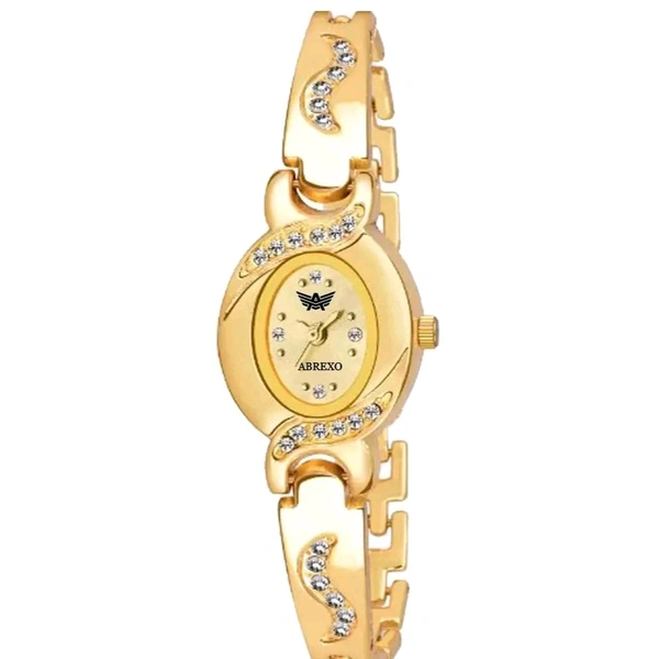 ABREXO, Abx1220- Gold Day & Date Watch + Golden Diamond Studded Bangle Watch Combo For Men & Women, Women Watches, Couple Watches Combo, Men Watches, Gold Watches for Couple, Valentine Day Gift, Anniversary Gift Combo, Unisex Watches, Gold Watch Combo For Couple, (Best Gift Pack for Couple)