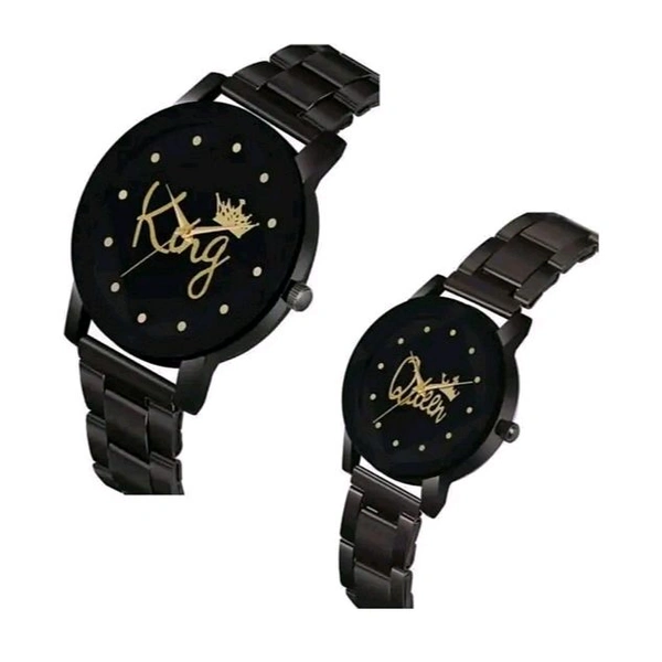 Deasingner King Queen Metal Couple Combo WAtch For Boy & Girls Couple Watches Analog Watch - For Boys & Girls