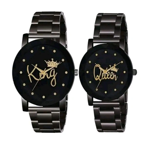 Deasingner King Queen Metal Couple Combo WAtch For Boy & Girls Couple Watches Analog Watch - For Boys & Girls
