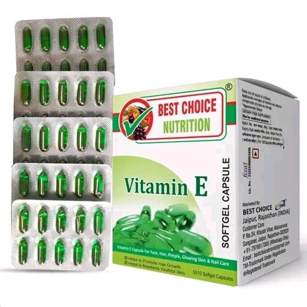 Vitamin E Oil FOR Face Hair Pimple Glowing Skin Nail Care (50 caps)