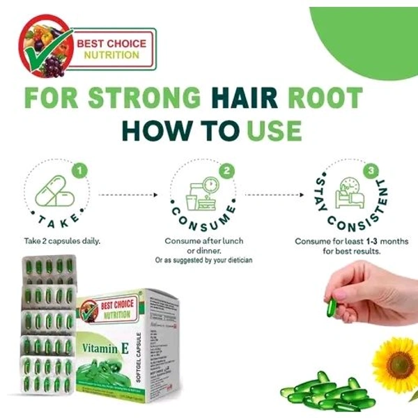 Vitamin E Oil FOR Face Hair Pimple Glowing Skin Nail Care (50 caps)