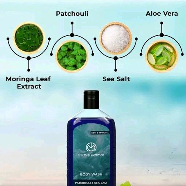 Patchouli & Sea Salt Perfumed Body Wash for Men for Smooth Skin - 2 x 200mlName: Patchouli & Sea Salt Perfumed Body Wash for Men for Smooth Skin - 2 x 200mlBrand: The Man CompanyConcern: No ConcernFlavour: No FlavourNet Quantity (N): 2Body Wash | Patchouli & Sea Salt Meet your skin’s thirst quencher! The Man Company’s Patchouli & Sea Salt Body Wash is what you need to make your bat