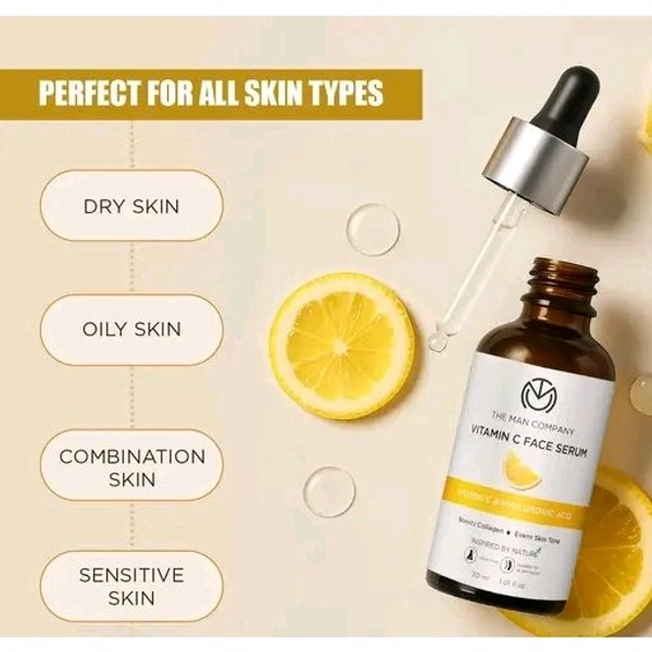 VITAMIN C FACE SERUM for Brightness - 30ml | Fades Dark Spots & Hydrates | For Oily, Dry, Normal & Combination Skin | Lightweight & Non-Sticky