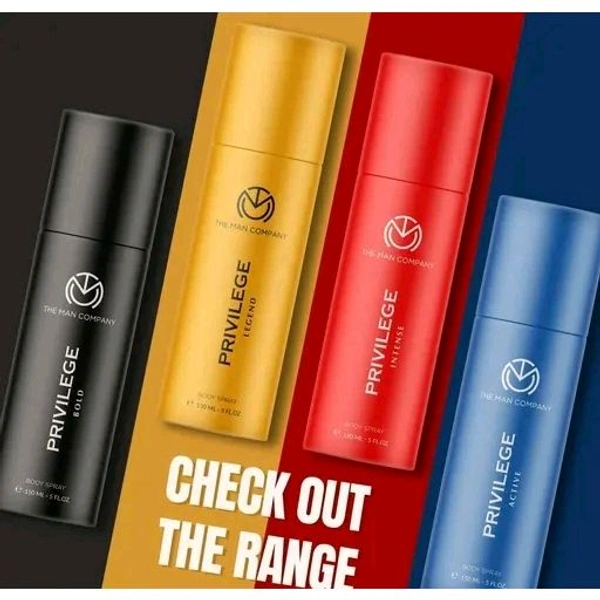 The Man Company PRIVILEGE ACTIVE & INTENSE Perfume Body Spray for Men - 150 ML Each (Pack of 2)