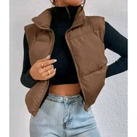 Stylish Sleeveless Jacket For Women - Brown, M