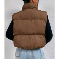 Stylish Sleeveless Jacket For Women - Brown, L