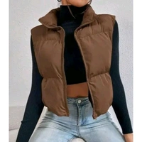Stylish Sleeveless Jacket For Women - Brown, L