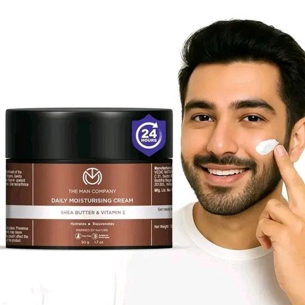 The Man Company 24-Hour Daily Moisturising Cream With Shea Butter & Vitamin E for Moisturising & Hydrating | All Skin Types | 50 gm