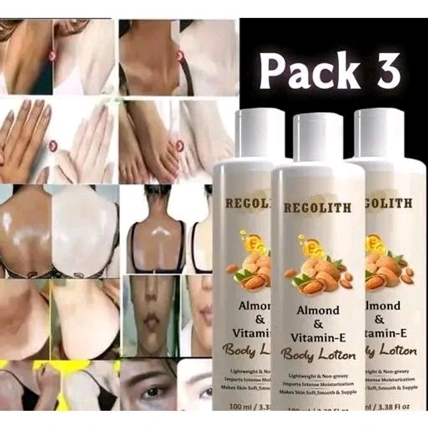 Regolith Almond & Vitamin -E Body Lotion Skin Whitening Body Lotion for Dry Skin Protection with Almond Oil & Vitamin E. 100ML(Pack of 3)
