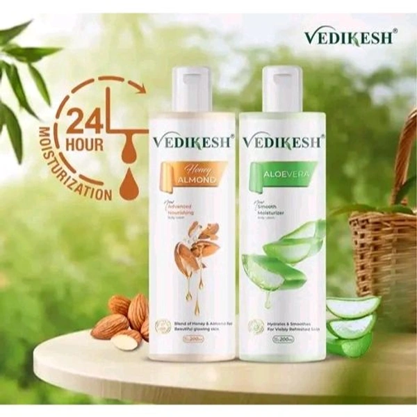 VEDIKESH Aloevera Body Lotion and Almond Honey body lotion Combo - 2x200 ml