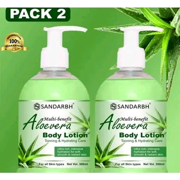 Sandarbh Aloevera Body Lotion Whitening Body Lotion ,Smooth & Glowing Skin,Long-Lasting Moisturization All Skin Type Body Lotion 300ml pack of 2
